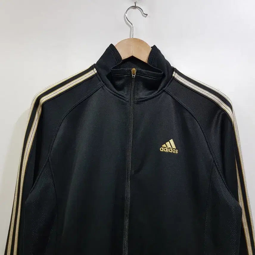 [BUNJANG] Adidas Embroidered Logo Black Oversized Jersey Track Top Zip Jacket Men&
