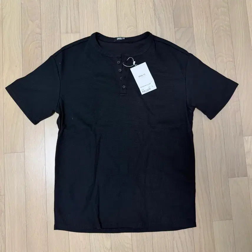 [BUNJANG] Drawfit Waffle Henley Neck Black L / 드로우핏 와플 헨리넥 블랙 L