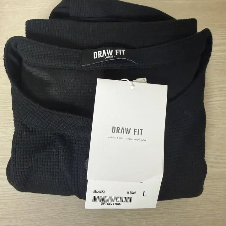[BUNJANG] Drawfit Waffle Henley Neck Black L / 드로우핏 와플 헨리넥 블랙 L