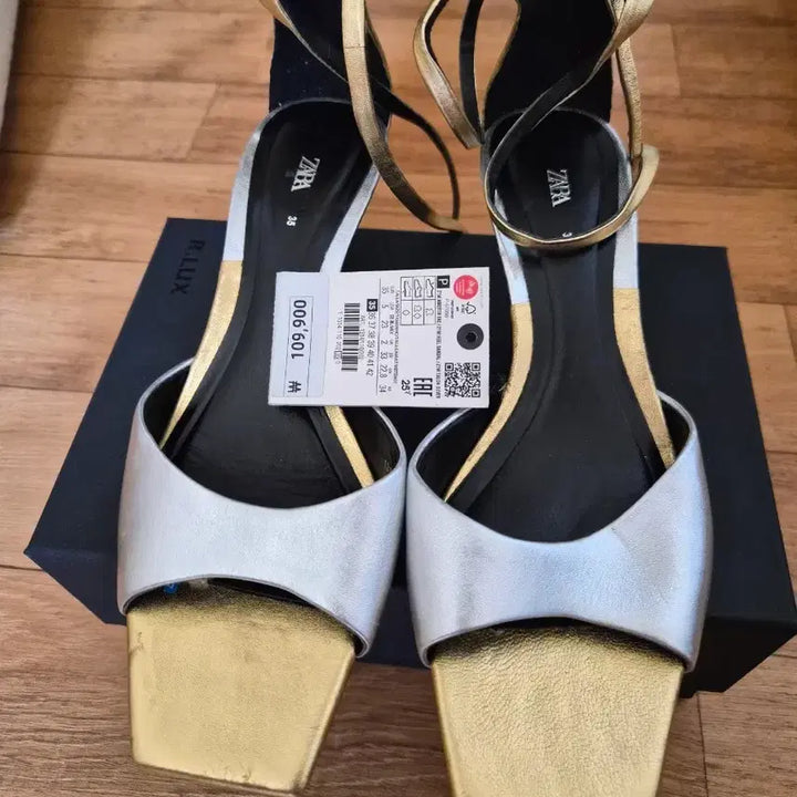 [BUNJANG] Zara Silver/Gold Combination Heeled Sandals - Size 235 / 자라 실버/골드 샌들힐 235