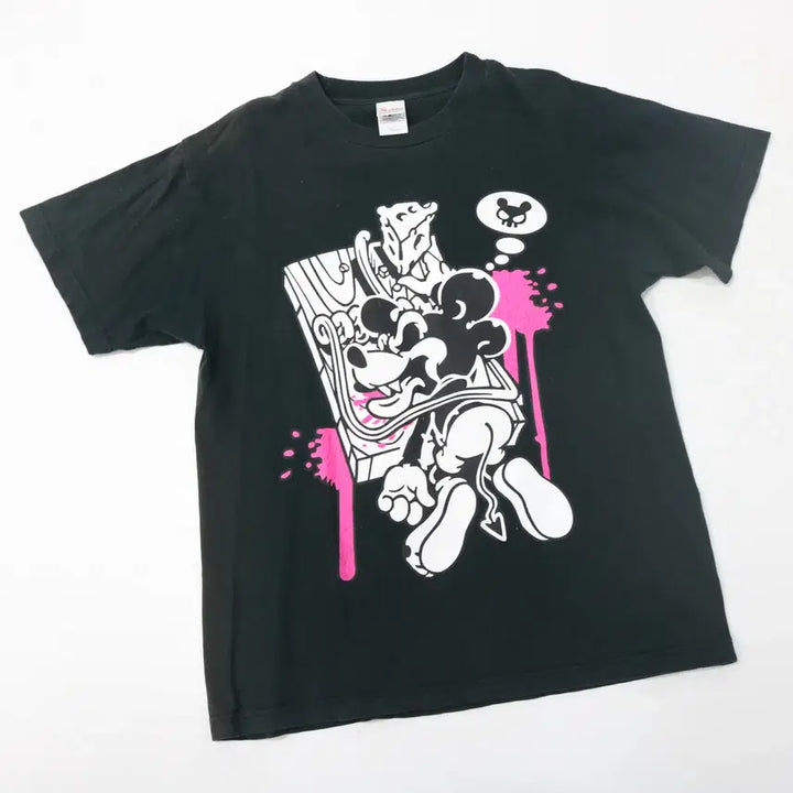 [BUNJANG] Vintage Mickey Mouse Graphic T-shirt (M) / 빈티지 그래픽 미키마우스 래빗 디테일 반팔 티셔츠 (M)