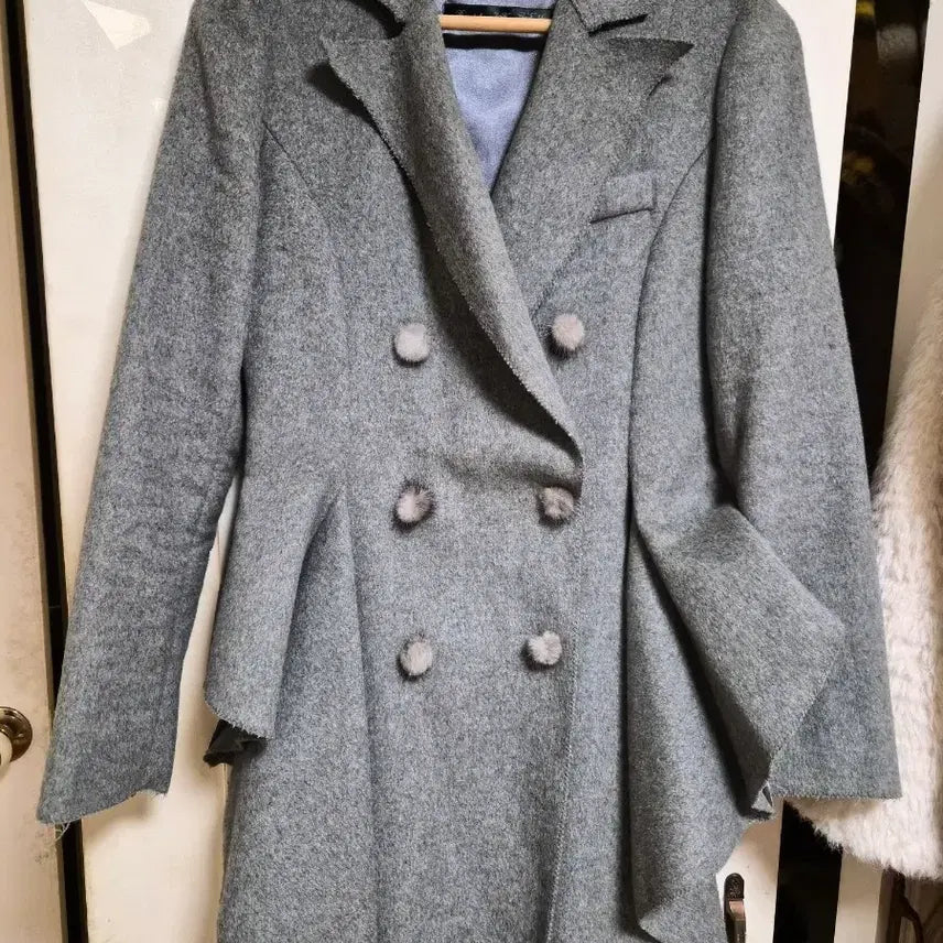 [BUNJANG] Double Button Wool Coat Gray / 그레이 모직 더블 버튼 코트