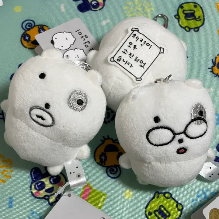 [BUNJANG] Nunnunyi Original Keyring Plush Set (Cheoryok Gogaal, Angyeongjaebi) / 눈멍이 정품 키링 인형 두개 세트 판매 새상품 눈멍냥이 체력고갈 안경잽이