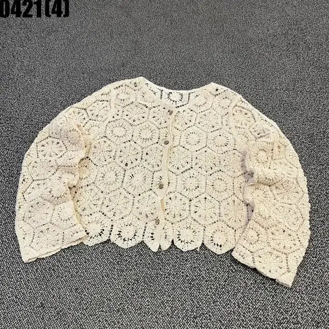 [BUNJANG] Ivory Crochet Knit Cardigan / 아이보리 크로셰 뜨개 가디건 0421(4)