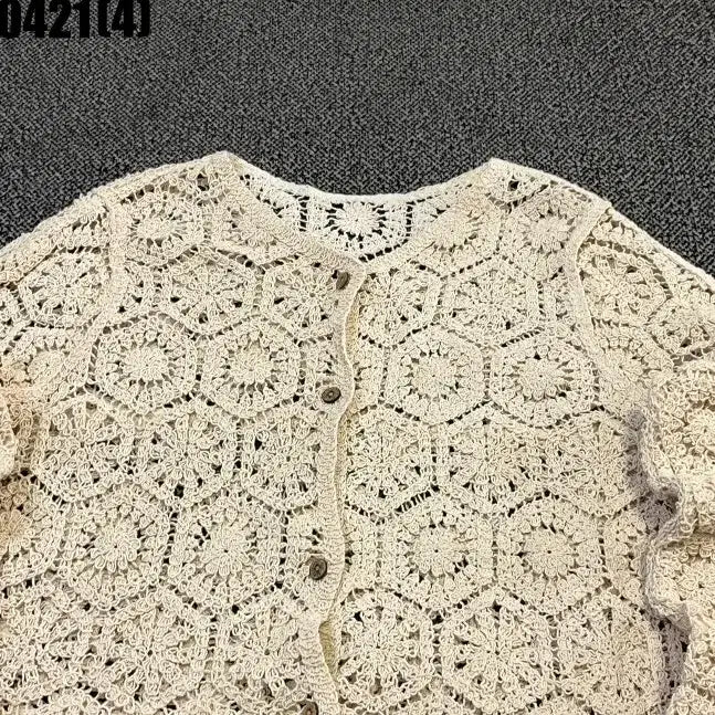 [BUNJANG] Ivory Crochet Knit Cardigan / 아이보리 크로셰 뜨개 가디건 0421(4)