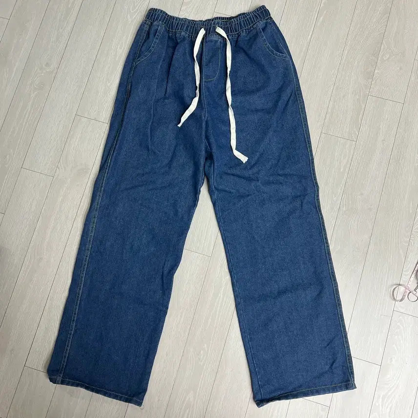 [BUNJANG] Unisex Wide Banding Denim Jeans - Size L / 청바지 와이드 데님 밴딩 팬츠 L 남녀공용