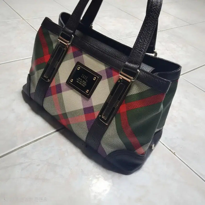 [BUNJANG] Daks Checkered Leather Tote Bag / 닥스 체크무늬 토트백