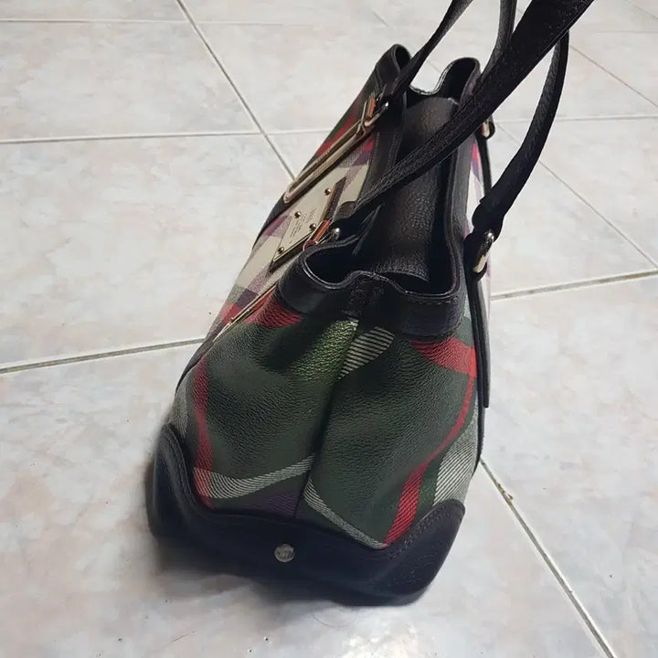[BUNJANG] Daks Checkered Leather Tote Bag / 닥스 체크무늬 토트백