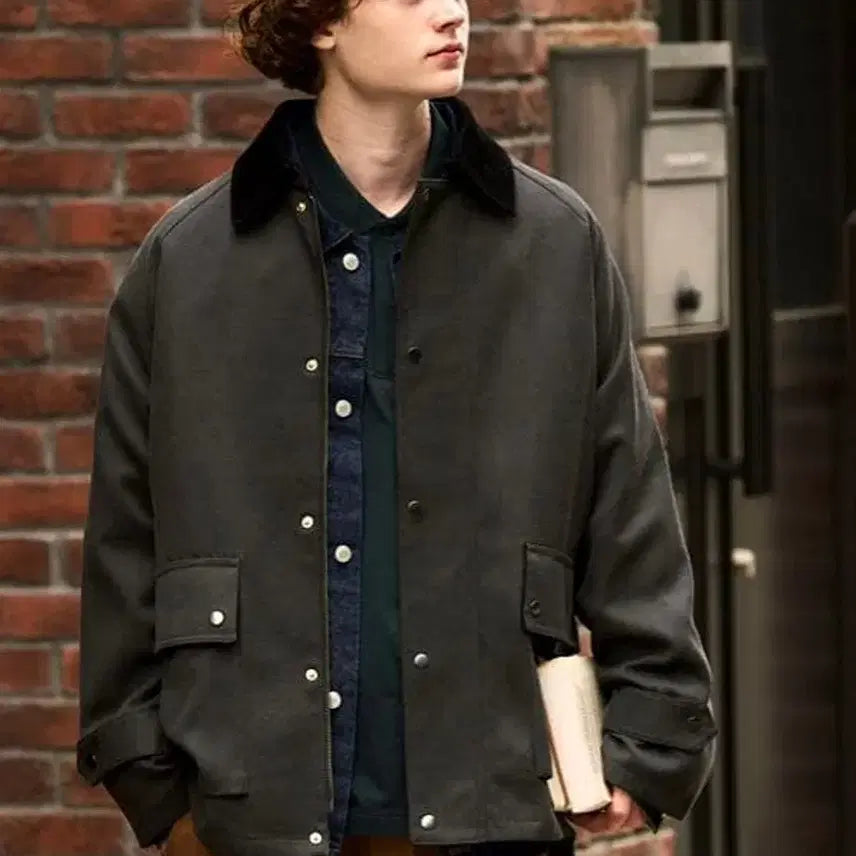 [BUNJANG] EMMA CLOTHES TR Oversized Short Hunting Jacket Charcoal / EMMA CLOTHES 엠마클로스 TR 오버사이즈 쇼트 헌팅자켓L~105