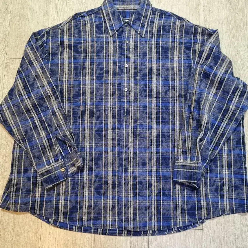 [BUNJANG] MJD Dirty Flannel Check Shirt Blue [L] / MJD 더티 플란넬 체크 셔츠 블루 [L]