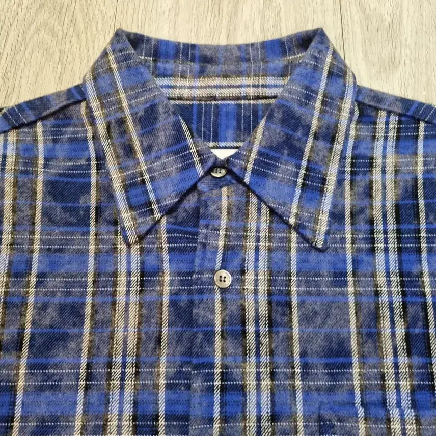 [BUNJANG] MJD Dirty Flannel Check Shirt Blue [L] / MJD 더티 플란넬 체크 셔츠 블루 [L]