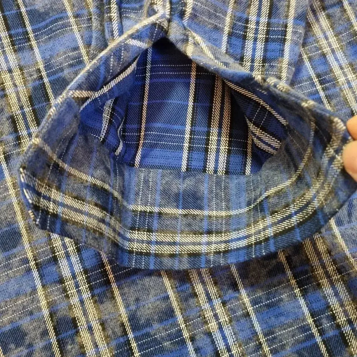[BUNJANG] MJD Dirty Flannel Check Shirt Blue [L] / MJD 더티 플란넬 체크 셔츠 블루 [L]