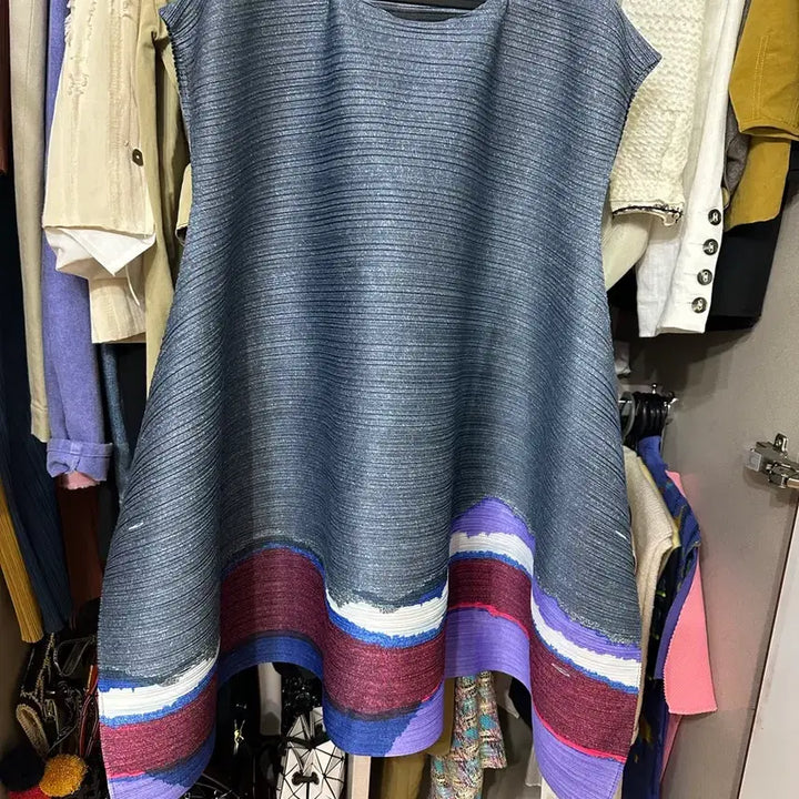 [BUNJANG] Pleats Please Grey Knit Tunic Bounce Top / 플리츠플리즈 그레이니튜닉 바운스탑