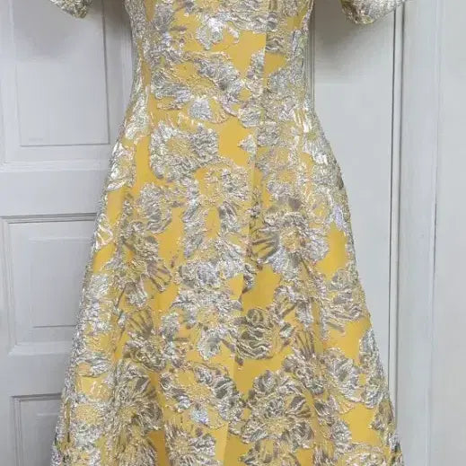 [BUNJANG] JE-IN Jacquard Dress Yellow Silver / JE-IN 제인 쟈카드 드레스