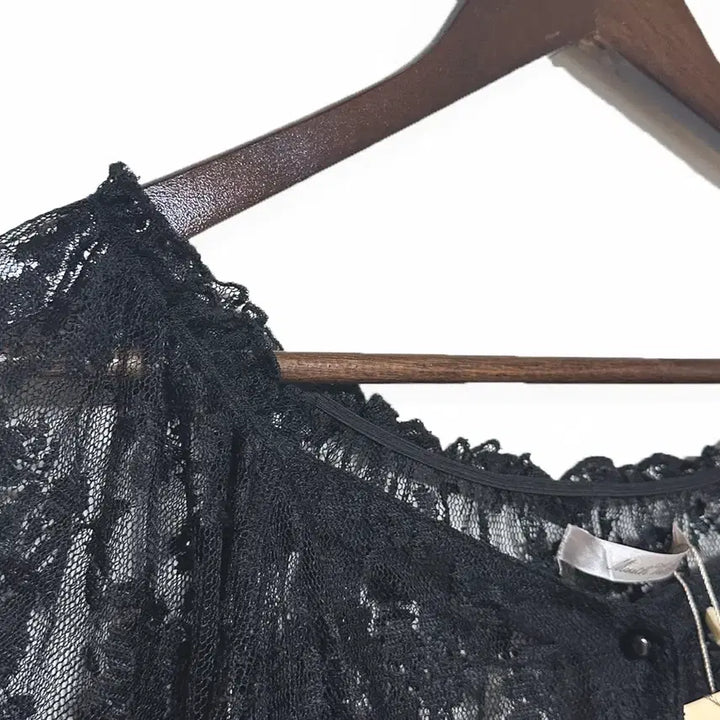 [BUNJANG] Vintage Lace Mesh Balloon Sleeve Crop Top / 일본빈티지 미사용시스루레이스망사벌룬셔크롭티블랙모리걸하구미룩갸루y2k히피