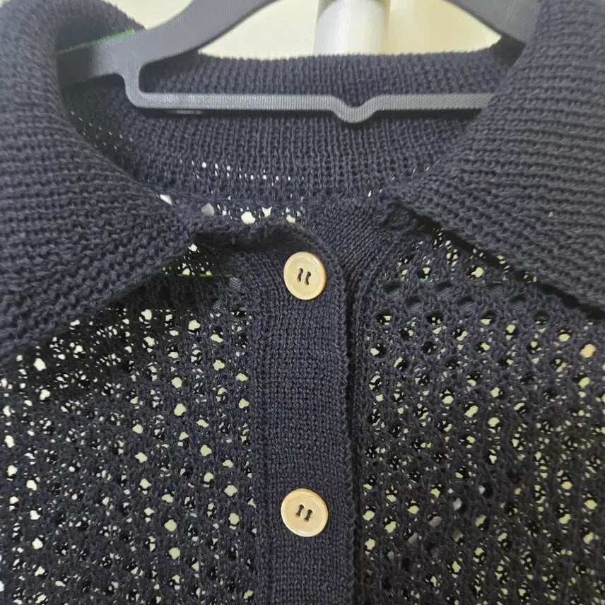 [BUNJANG] Black Knit Short Sleeve Polo T-Shirt / 블랙 니트 반팔 카라 티셔츠
