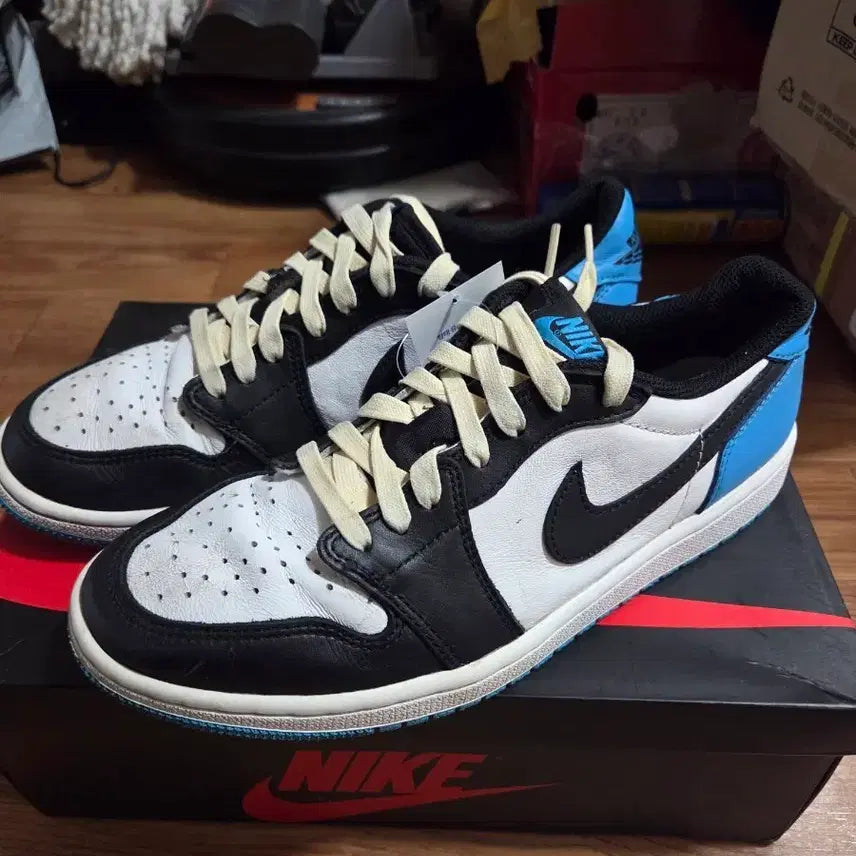 [BUNJANG] Nike Air Jordan 1 Low Black/White/Blue Sneakers / 나이키 에어 조던1 로우 블랙/화이트/블루