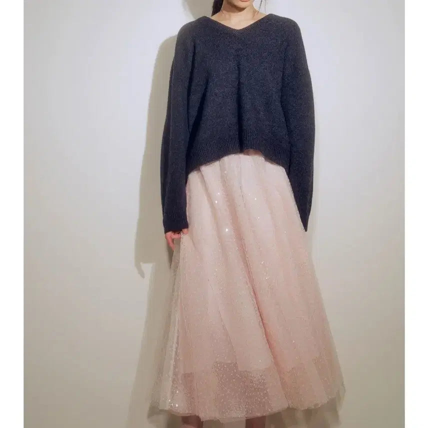 [BUNJANG] Blancshou Fantha Sequined Tulle Skirt Short Length / 블랑쇼 판타 핸드메이드 시퀀 튤 m