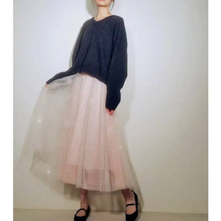 [BUNJANG] Blancshou Fantha Sequined Tulle Skirt Short Length / 블랑쇼 판타 핸드메이드 시퀀 튤 m
