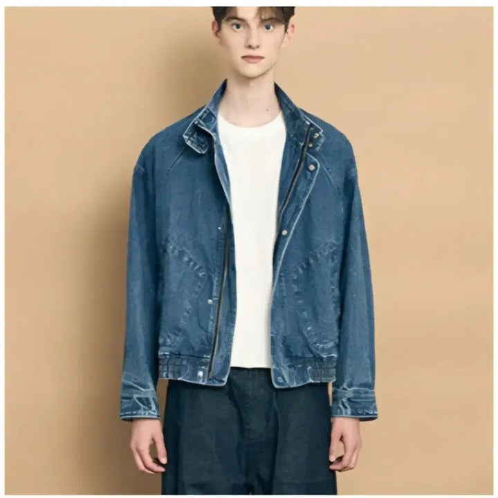 [BUNJANG] Time Homme Denim Blouson Jacket 95 / 타임옴므 링클 데님 블루종 점퍼 95