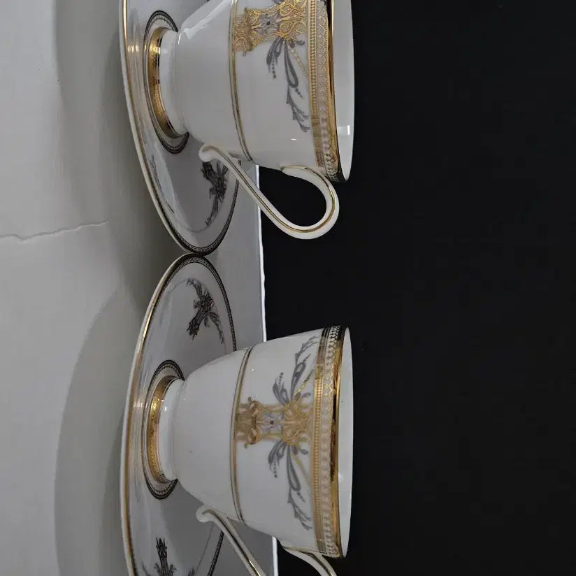[BUNJANG] Haenam China Roman Gold Coffee/Tea Cup Set (2 Sets, 4 Pcs) / 최고급 새것 행남자기 로만골드 12만원출시 커피잔 찻잔 빈티지 골동품
