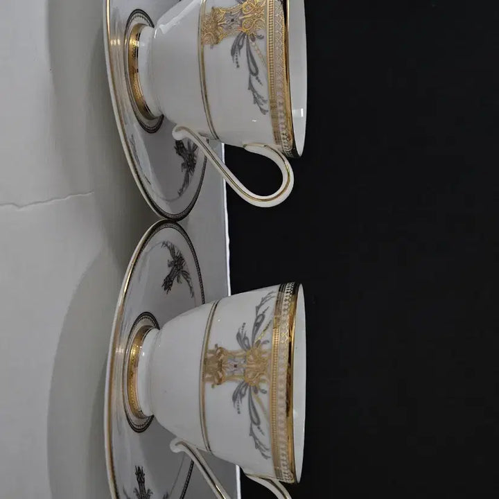[BUNJANG] Haenam China Roman Gold Coffee/Tea Cup Set (2 Sets, 4 Pcs) / 최고급 새것 행남자기 로만골드 12만원출시 커피잔 찻잔 빈티지 골동품