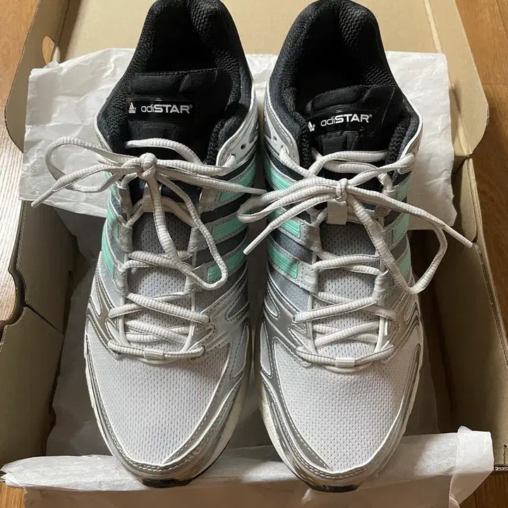 [BUNJANG] Adidas Adistar Control 5 White:Clear Mint Sneakers / 아디다스 아디스타 컨트롤5 화이트:클리어민트 285