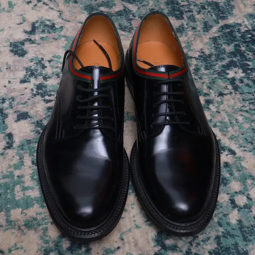 [BUNJANG] Gucci Web Detail Classic Derby Shoes / Gucci 구찌 웹 디테일 클래식 더비 구두 블랙 260정품
