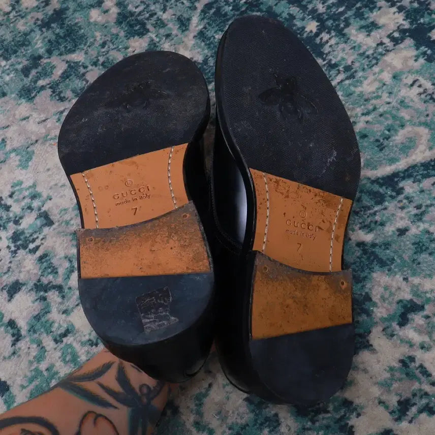 [BUNJANG] Gucci Web Detail Classic Derby Shoes / Gucci 구찌 웹 디테일 클래식 더비 구두 블랙 260정품