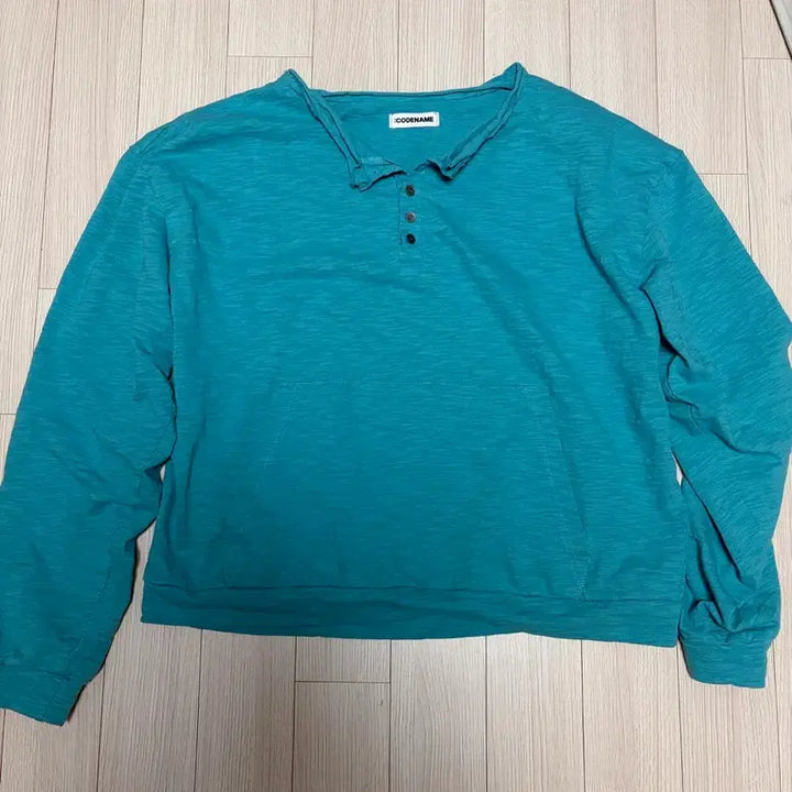 [BUNJANG] Vintage Mint Green Henley Long Sleeve T-shirt / 빈티지 민트색 버튼 긴팔 티셔츠 (터키색 헨리넥) 새상품