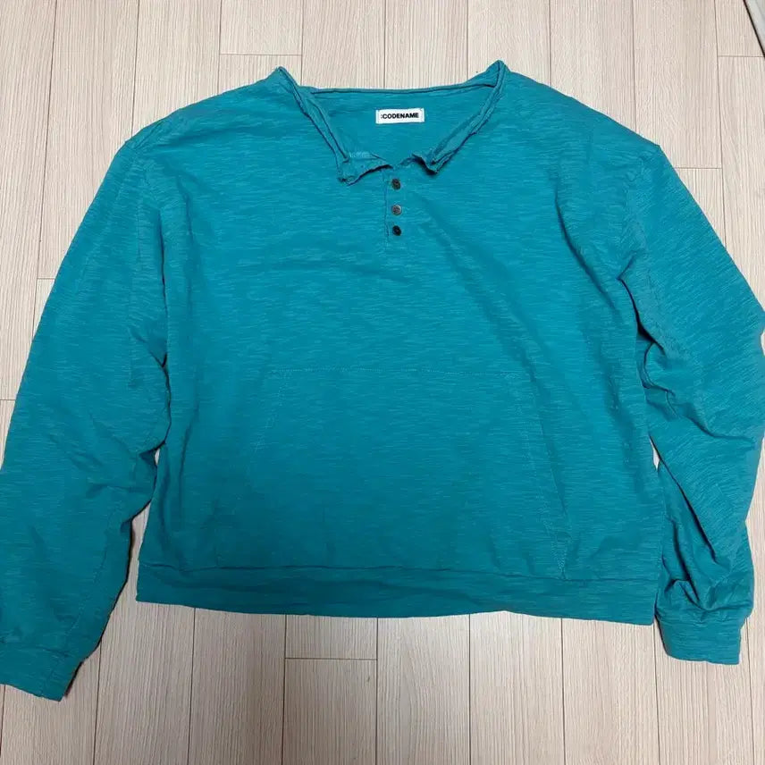 [BUNJANG] Vintage Mint Green Henley Long Sleeve T-shirt / 빈티지 민트색 버튼 긴팔 티셔츠 (터키색 헨리넥) 새상품