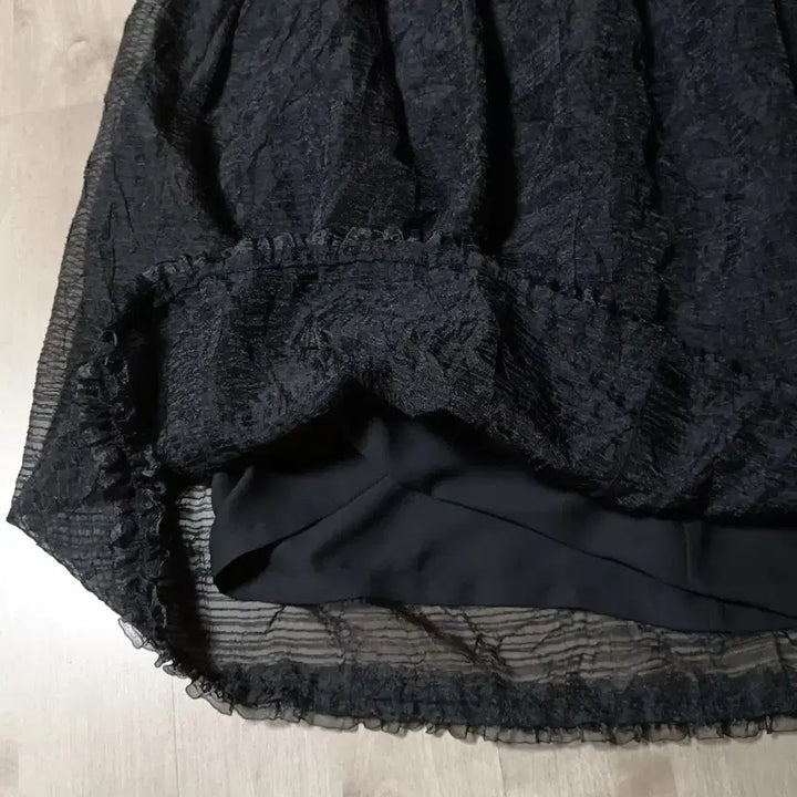 [BUNJANG] Black Pattern Flare Long Skirt / 패턴무늬 블랙 플레어 롱 스커트