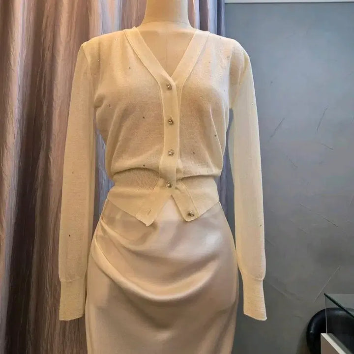 [BUNJANG] Ice Vanilla Sharine Cubic Summer Cardigan / 수입의류 큐빅여름가디건(82900) 아이스바닐라샤린느