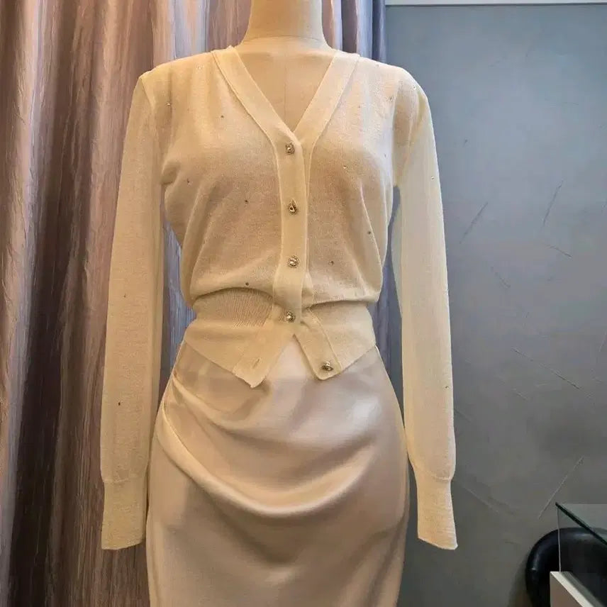 [BUNJANG] Ice Vanilla Sharine Cubic Summer Cardigan / 수입의류 큐빅여름가디건(82900) 아이스바닐라샤린느