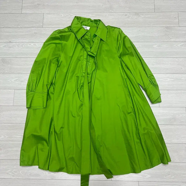 [BUNJANG] COS Green Ribbon Layered Shirt Dress / COS 코스 그린 셔츠 원피스 32 리본 레이어드 드레스