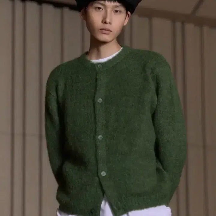 [BUNJANG] STU Mohair Cardigan Green L / STU 모헤어 가디건 그린 L
