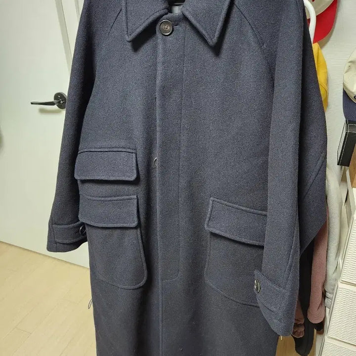 [BUNJANG] Afterpray Dark Navy Balmacaan Coat / 애프터프레이 다크네이비 발마칸코트