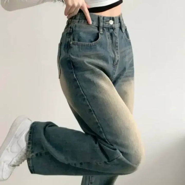 [BUNJANG] Ablley Washed Denim Wide Pants / 에이블리 워싱 데님 와이드 팬츠