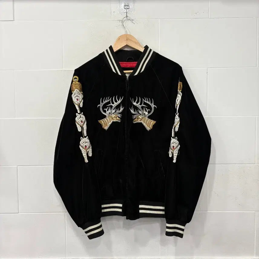 [BUNJANG] Madness Alaska Oriental Wolf &amp; Deer Embroidered Sukajan Jacket / 매드니스 알레스카 오리엔탈 자스 스카잔