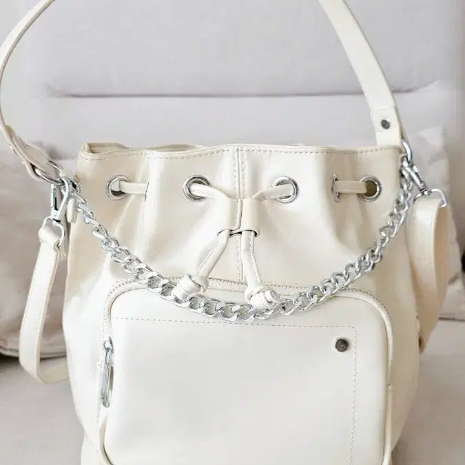 [BUNJANG] Chain Bucket Bag Ivory / (새상품) 체인 버킷백 아이보리 / 토트백 숄더백 크로스백