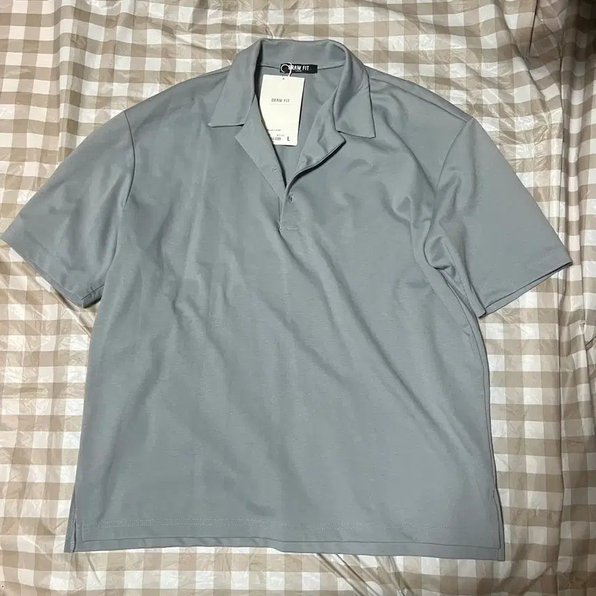 [BUNJANG] Drawfit Open Collar Short Sleeve Shirt Sky L / 드로우핏 오픈카라셔츠 하늘 L 무신사 카라티 반팔티