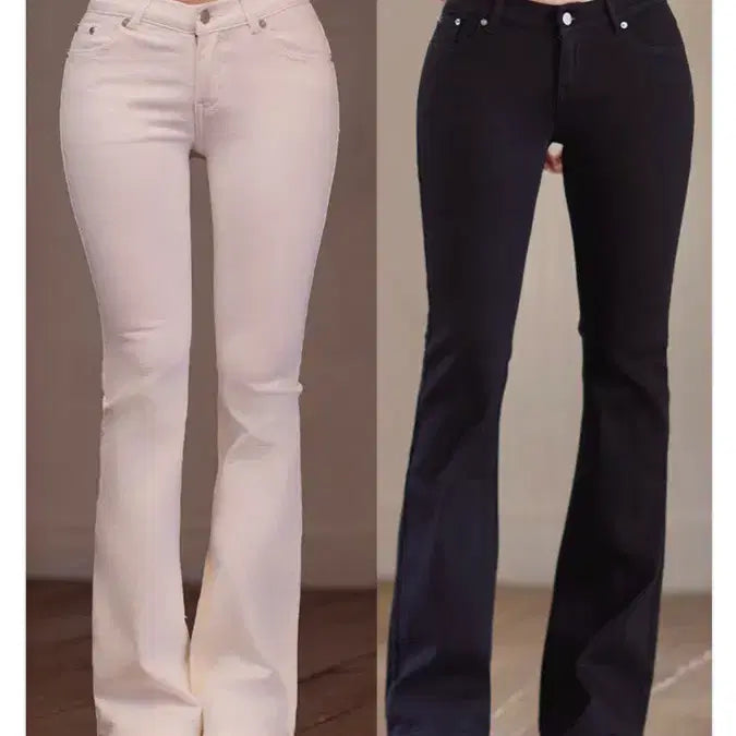 [BUNJANG] KINDAMIE Low Waist Bootcut Jeans / 카인다미 골반볼륨업 로우웨스트 부츠컷_골반뽕청바지 화이트