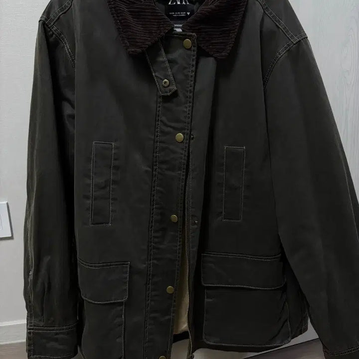[BUNJANG] Zara Corduroy Collar Waxed Jumper / 자라 코듀로이 칼라 왁스드 점퍼