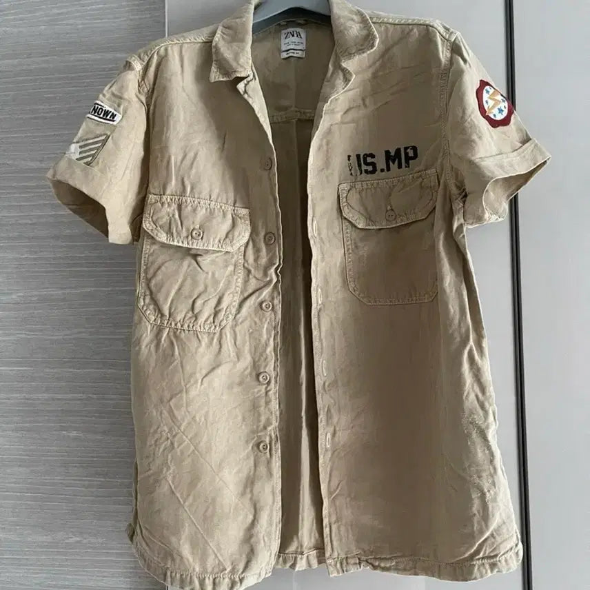 [BUNJANG] ZARA Beige US.MP Patch Shirt / ZARA 베이지색 US.MP 패치 셔츠