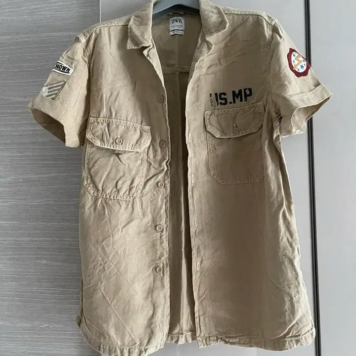 [BUNJANG] ZARA Beige US.MP Patch Shirt / ZARA 베이지색 US.MP 패치 셔츠
