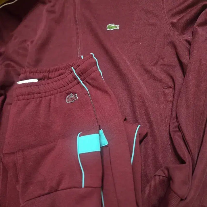 [BUNJANG] Lacoste Burgundy Training Suit Set / 라코스테 버건디 트레이닝복 상하의 세트