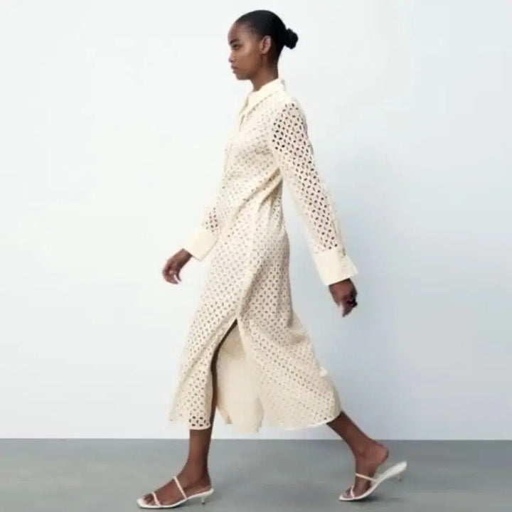 [BUNJANG] ZARA Eyelet Shirt Dress / 자라(ZARA) 아일렛 셔츠원피스 55-66 새상품