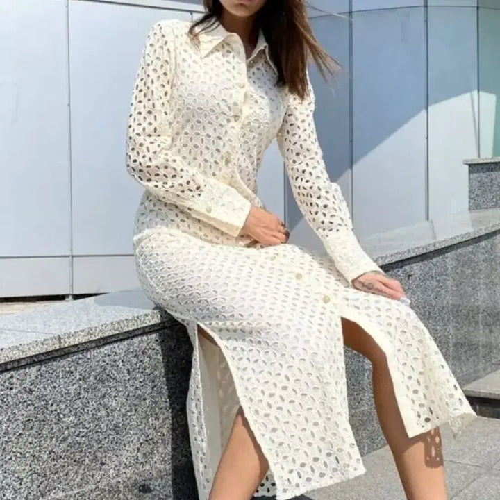 [BUNJANG] ZARA Eyelet Shirt Dress / 자라(ZARA) 아일렛 셔츠원피스 55-66 새상품