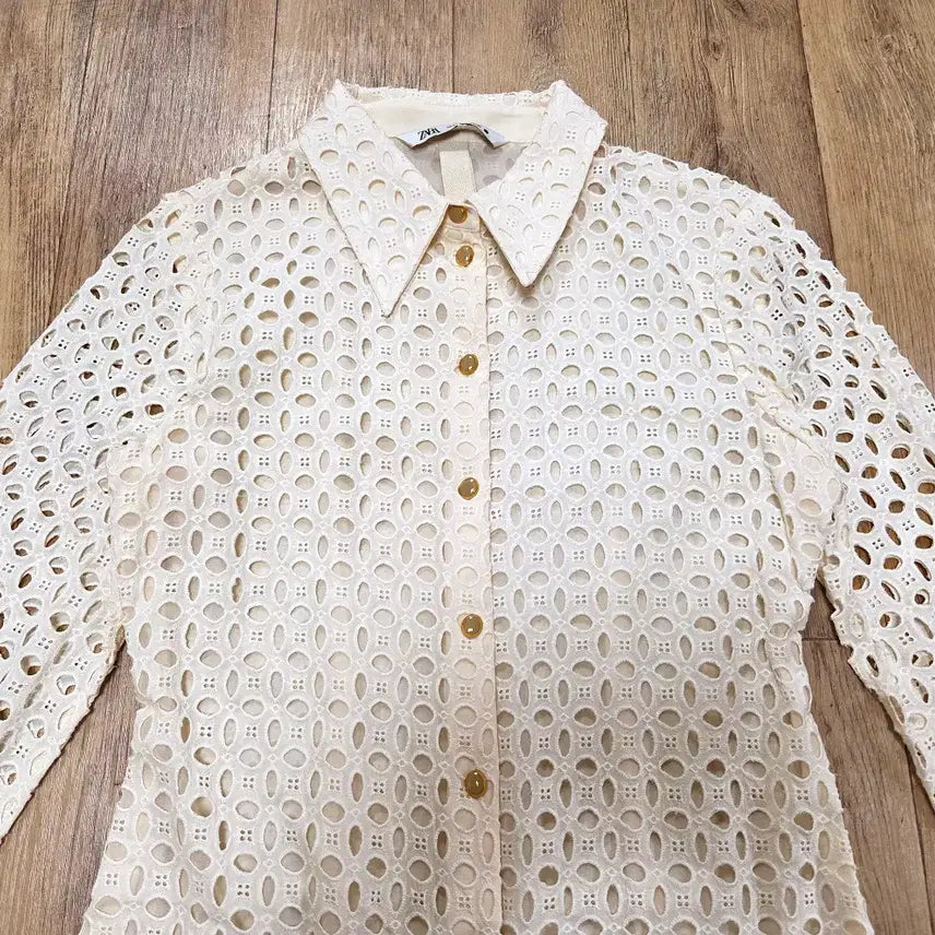 [BUNJANG] ZARA Eyelet Shirt Dress / 자라(ZARA) 아일렛 셔츠원피스 55-66 새상품