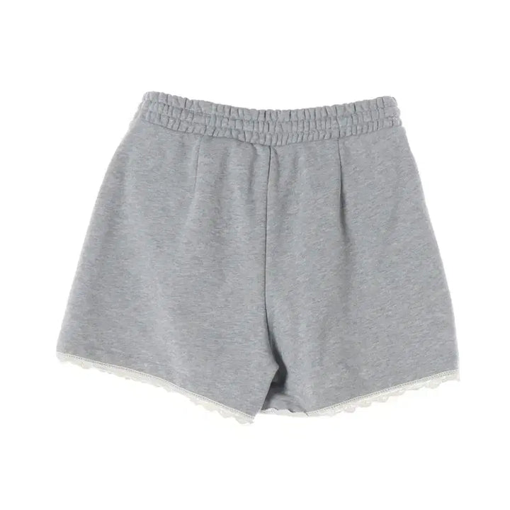 [BUNJANG] NERDY Grey Lace Sweat Shorts (M) / 널디 그레이 레이스 스웨트 숏 팬츠 M